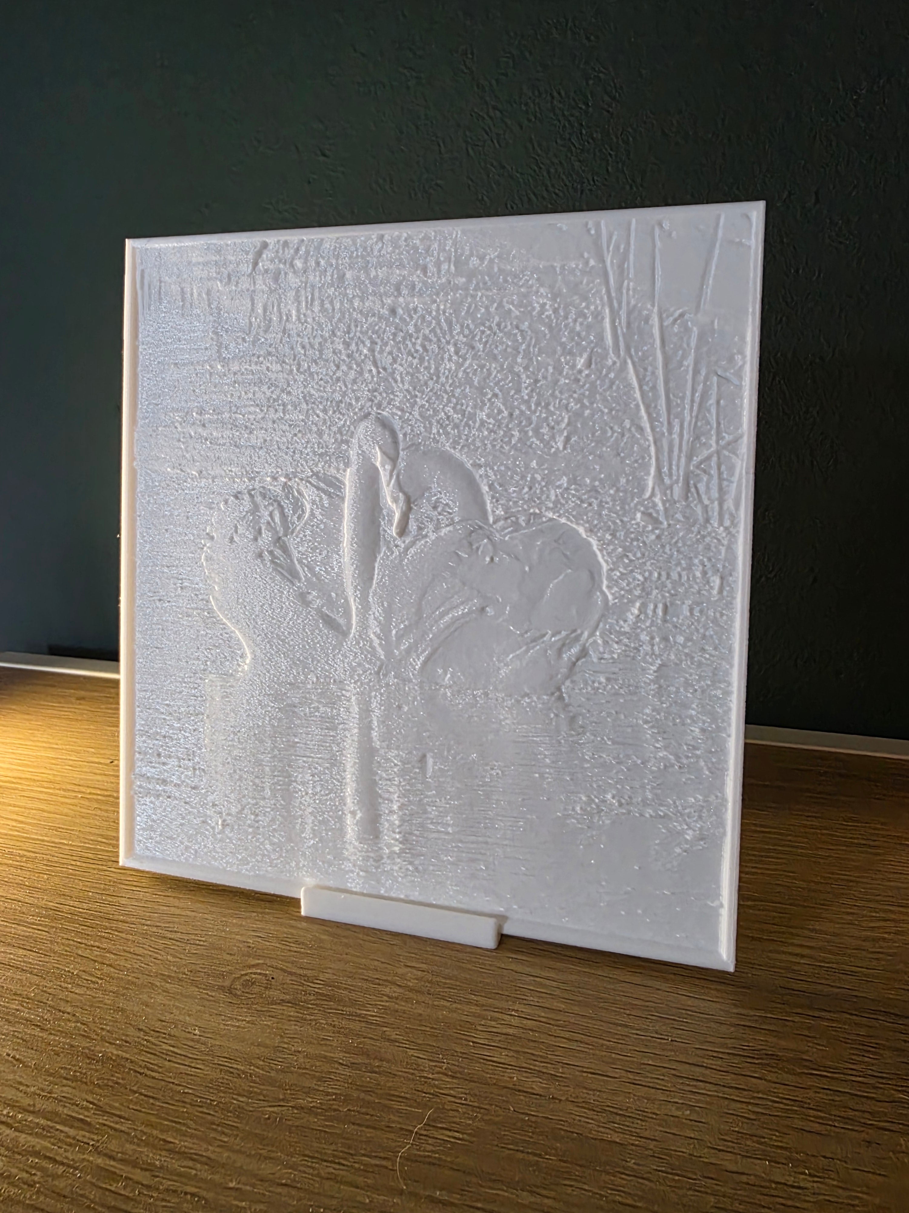Lithophane met standaard - Verliefde zwanen (verlicht)