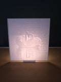 Lithophane met standaard - Verliefde zwanen (verlicht)