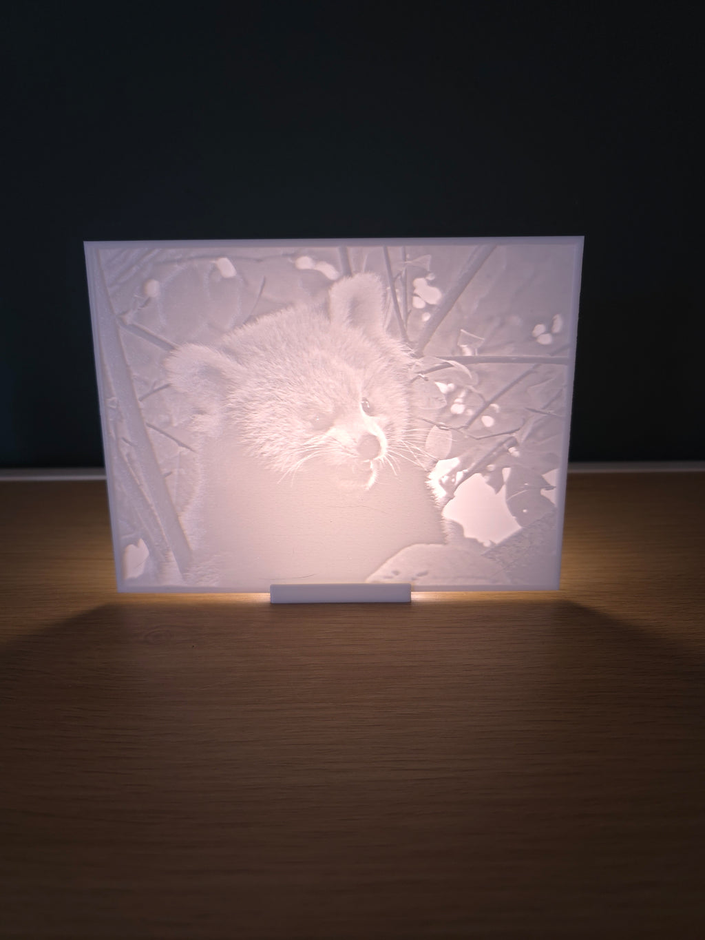 Lithophane met standaard - Rode panda (verlicht)