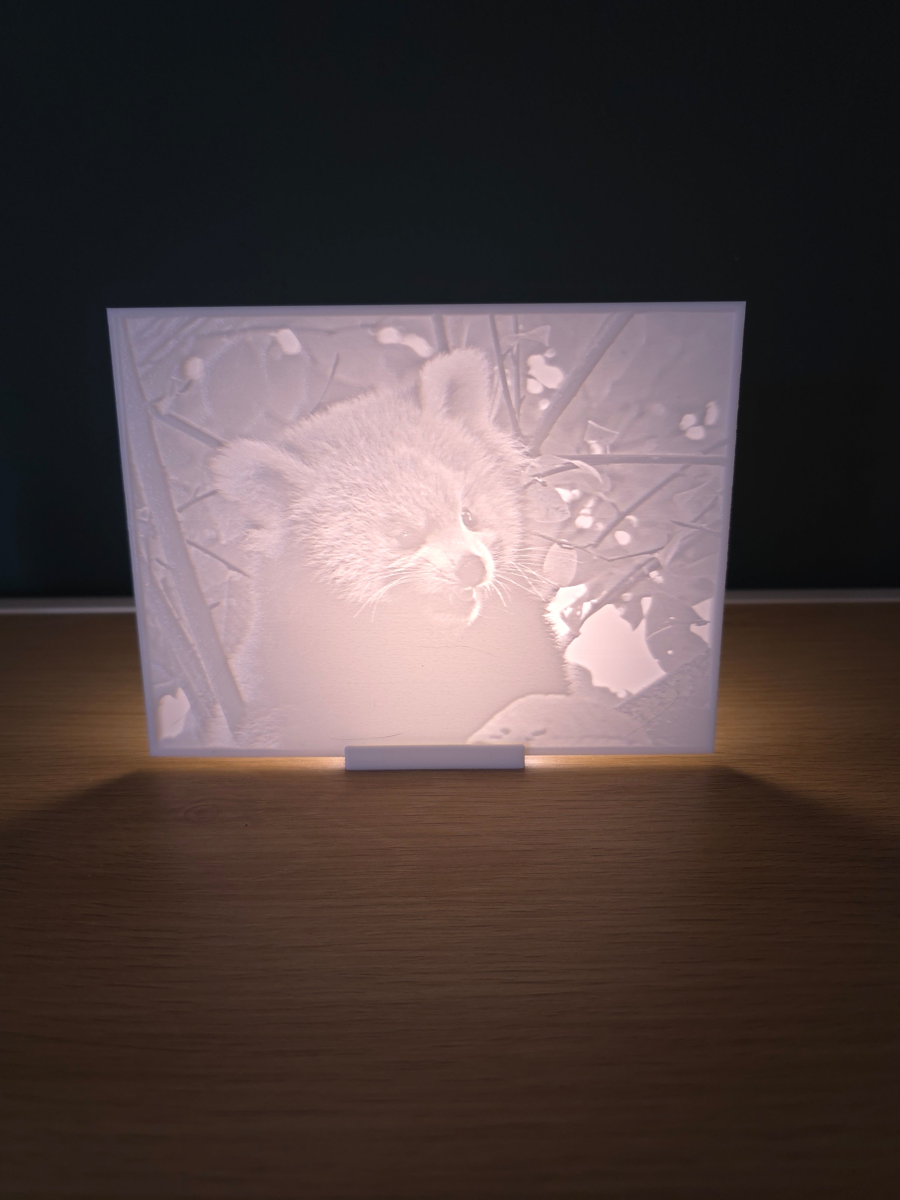 Lithophane met standaard - Rode panda (verlicht)