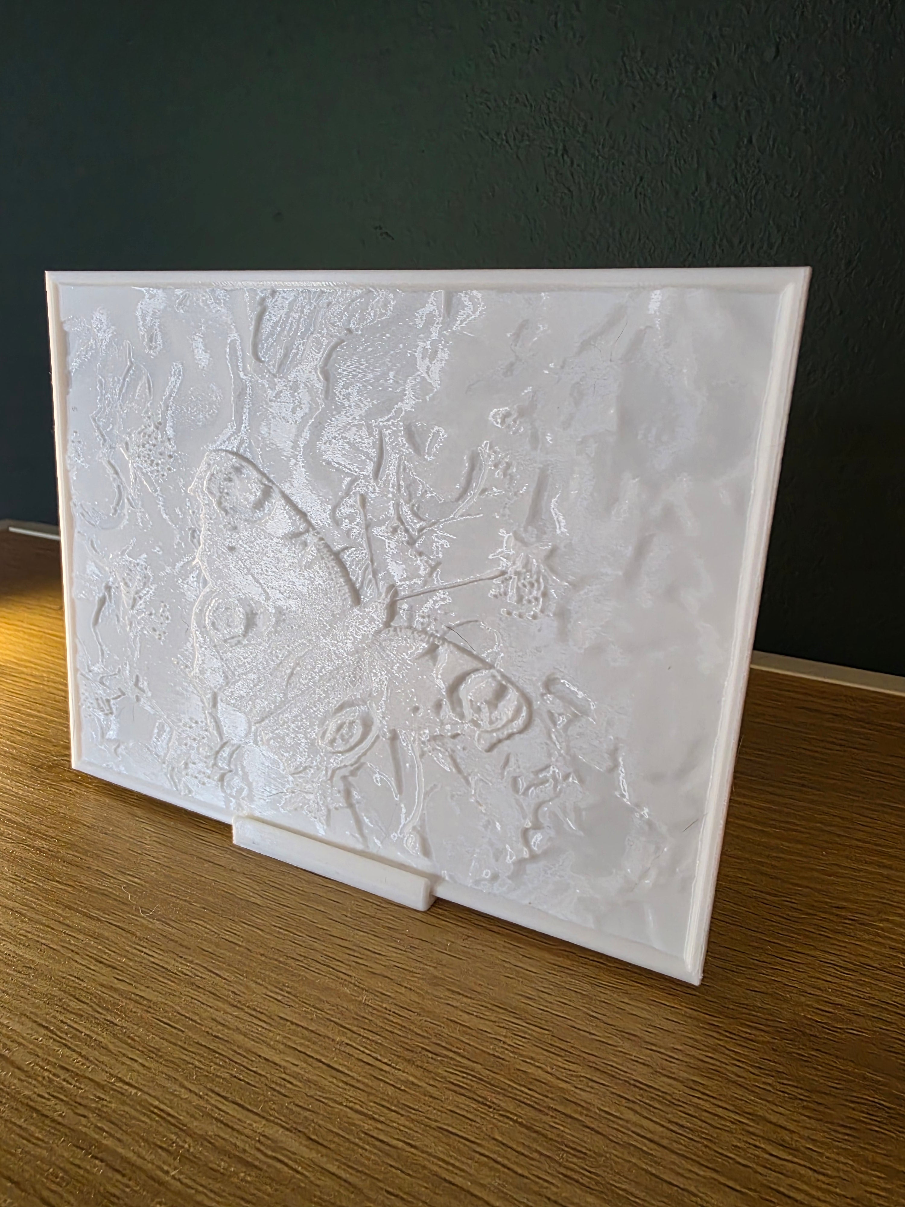 Lithophane met standaard - Vlinder op bloesem (verlicht)
