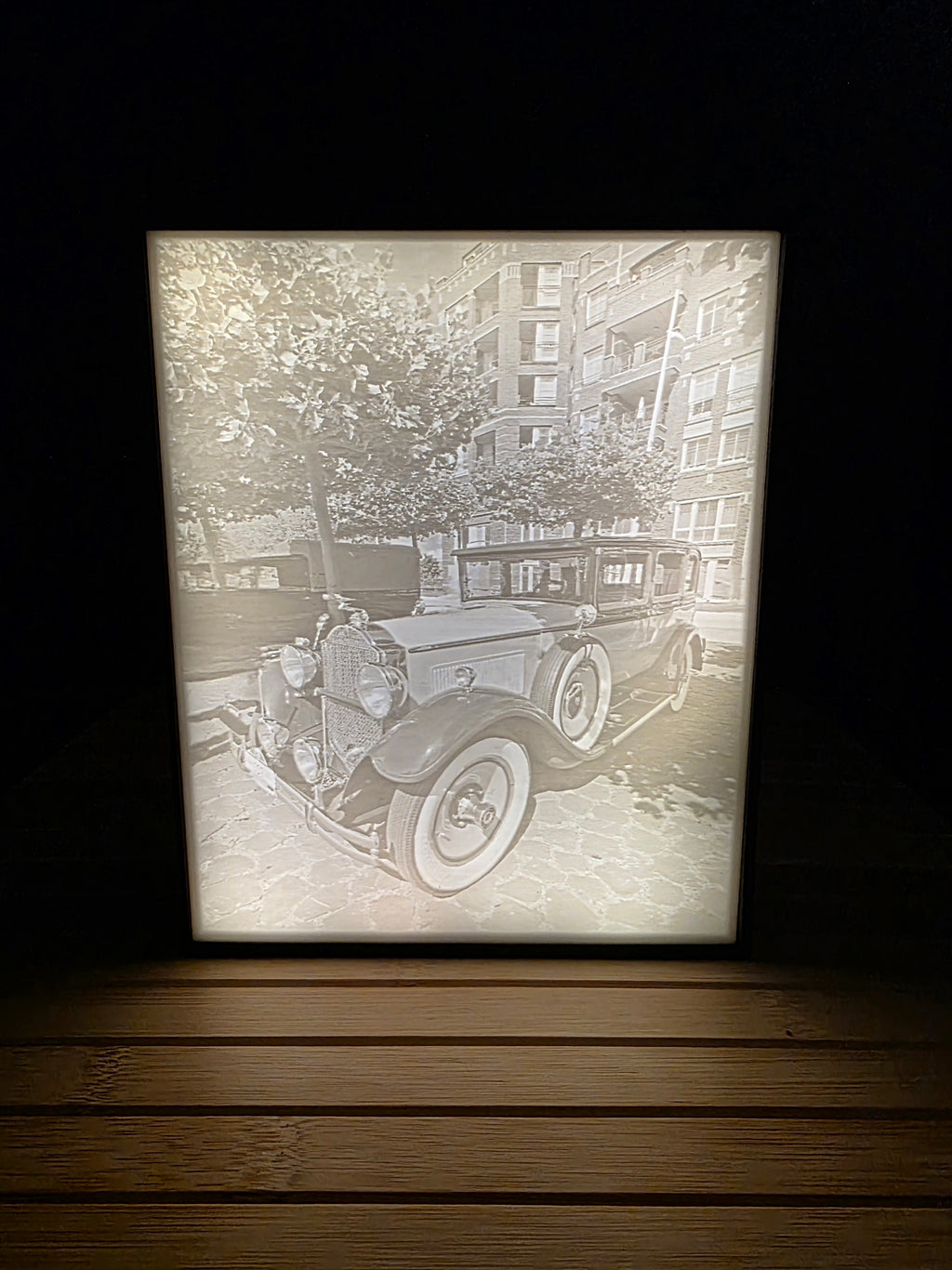 Lithophane met lightbox — Oldtimer